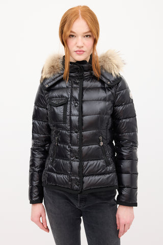 Moncler // Black Down Fur Trim Armoise Puffer Jacket – VSP