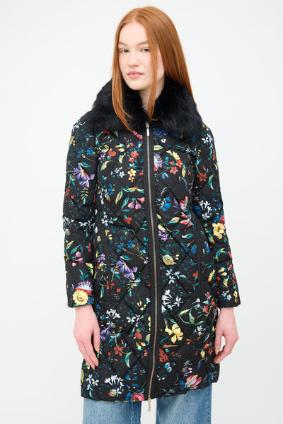 Moncler // X Erdem Black & Multi Floral Coat – VSP Consignment