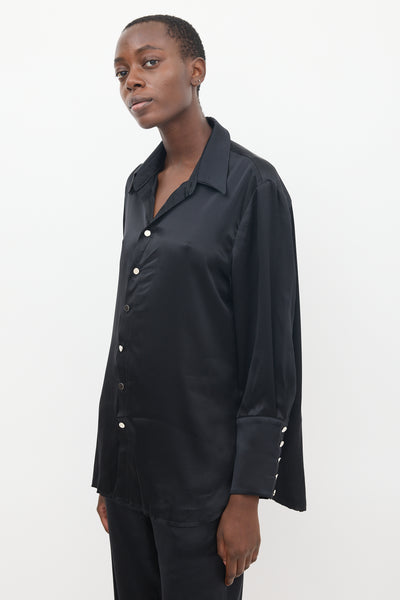 Nanushka // Black Silk Shirt & Pant Co-Ord Set – VSP Consignment