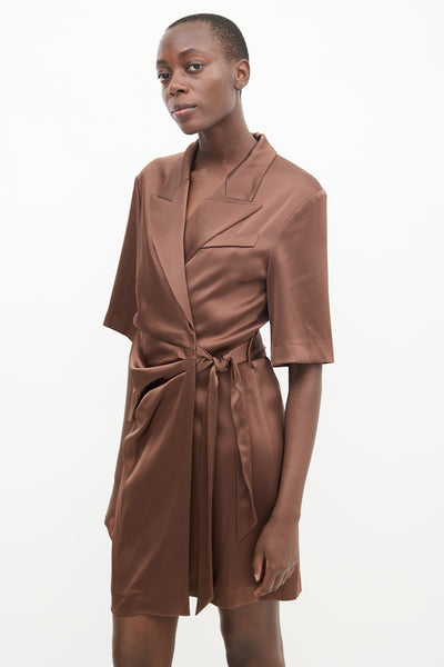 nanushka satin wrap dress Nanushka Sayan Draped Satin Midi Dress