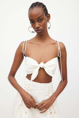 Orseund Iris White Pleated Cha Cha Tied Bandeau VSP