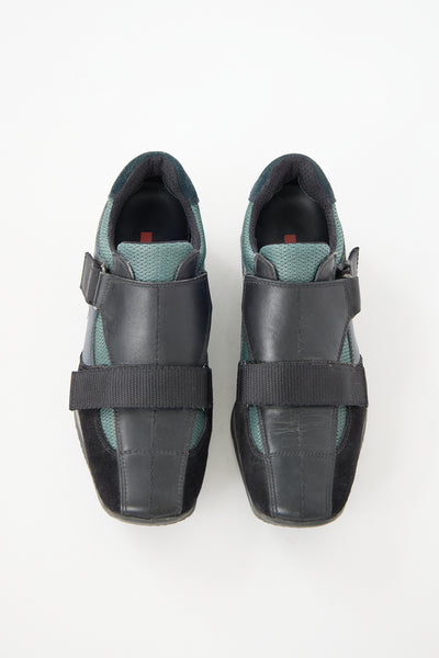 靴 PRADA SPORT velcro leather shoes Prada Sport Brown Leather Double Velcro Low Top Sneakers