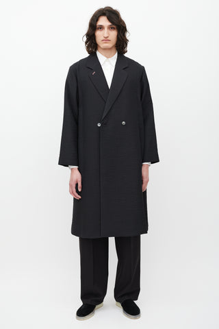 Paul Smith Black & Pink Trimmed Textured Cotton Coat