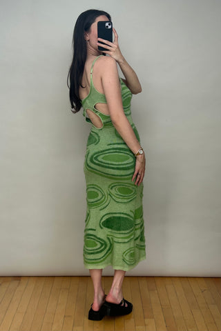 Green Printed Knit Hockney Dress