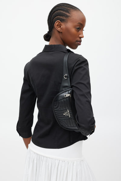 Prada // Black Silver Leather Diagramme Quilted Belt Bag – VSP