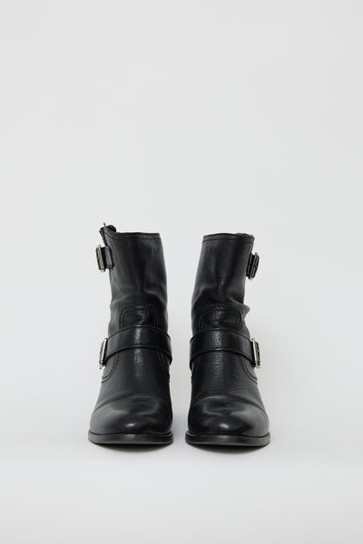 Prada // Black Leather Engineer Boot – VSP Consignment