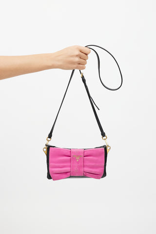 Prada-Black-Pink-Bow-Leather-