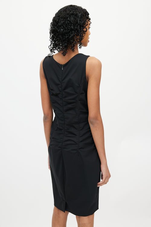 Prada Black Ruched Sleeveless Dress