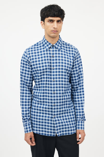 Prada // Blue Cotton Plaid Shirt – VSP Consignment