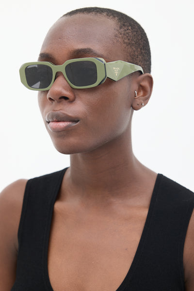 Green Black SPR17W Rectangular Sunglasses