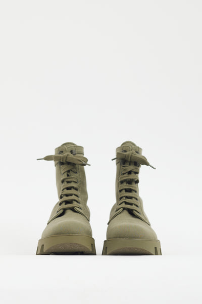 Prada // Green Canvas Combat Boot – VSP Consignment