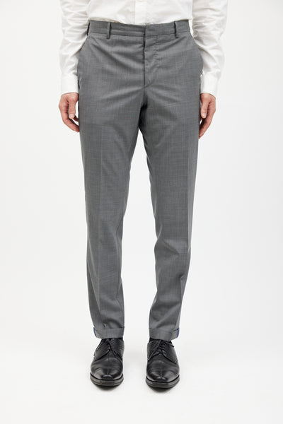 Grey Wool Cuffed Trouser