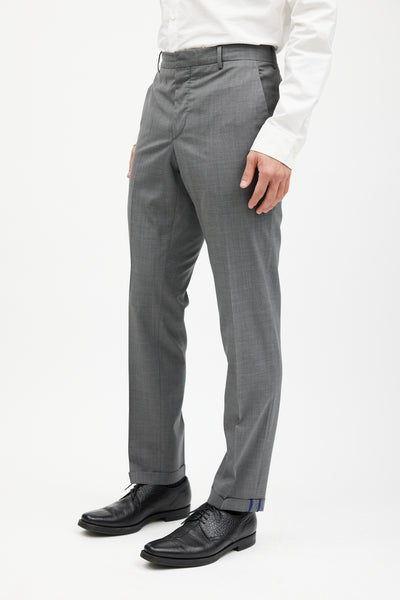 Grey Wool Cuffed Trouser