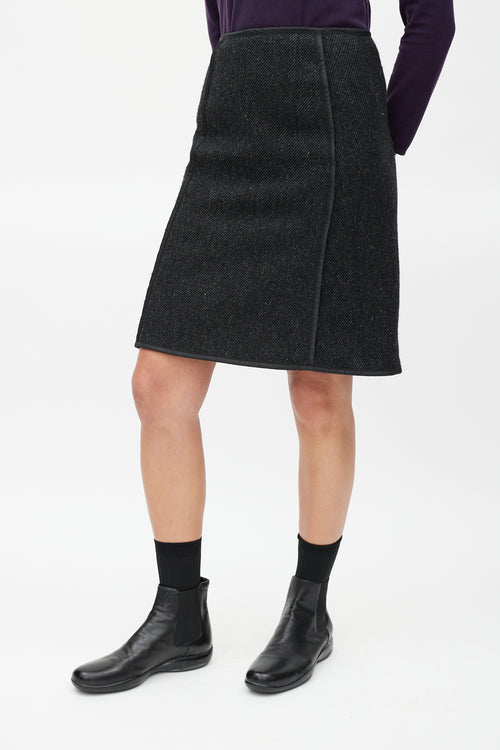 Prada Grey Wool Woven Skirt