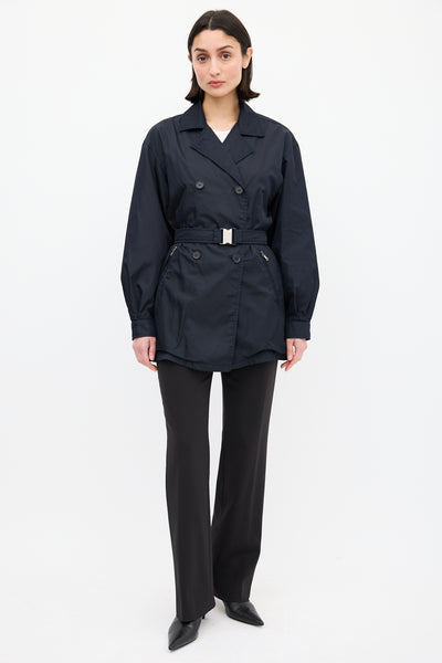 Prada // Navy Nylon Belted Short Trench Coat – VSP Consignment