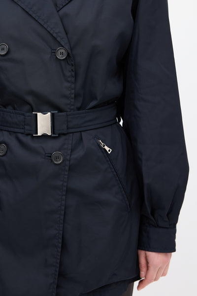 Prada // Navy Nylon Belted Short Trench Coat – VSP Consignment