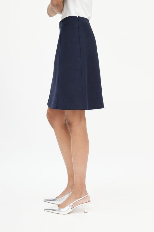 Prada Navy Wool Midi Skirt