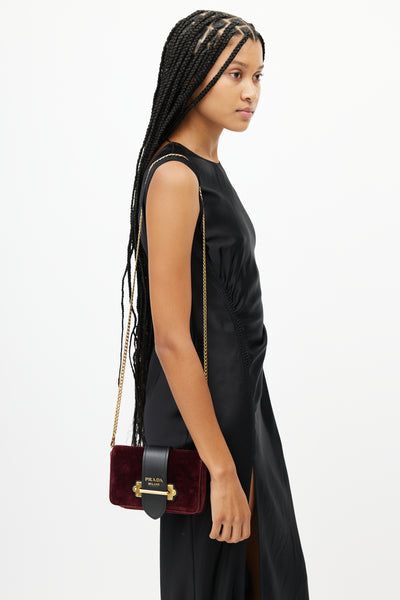 Prada - Authenticated Cahier Handbag - Velvet Multicolour Plain for Women, Very Good Condition