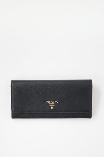 PRADA 財布 portafoglio pattina Black Small Saffiano Leather Wallet | PRADA