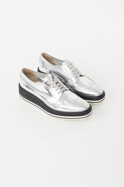 Prada silver sale brogues