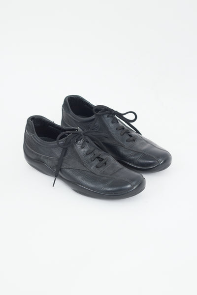 Prada // Sport Black Leather & Suede Lace Up Sneaker – VSP Consignment