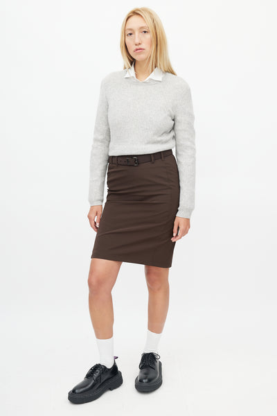 Prada // Vintage Dark Brown Nylon Belted Skirt – VSP Consignment
