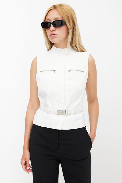 Prada // 1990's White Nylon Belted Vest – VSP Consignment