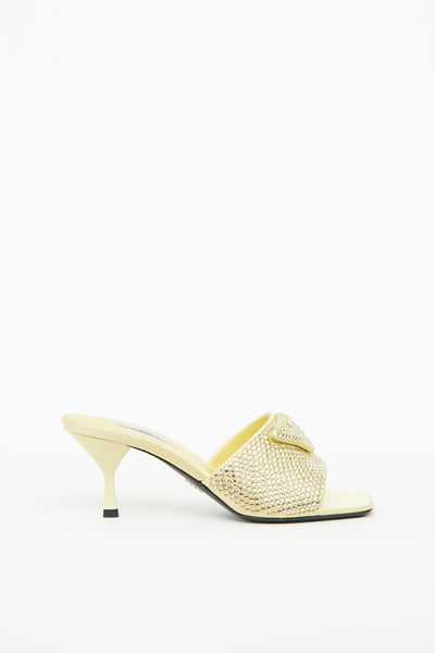 Prada // Yellow Crystal High Heel Sandal Mule – VSP Consignment