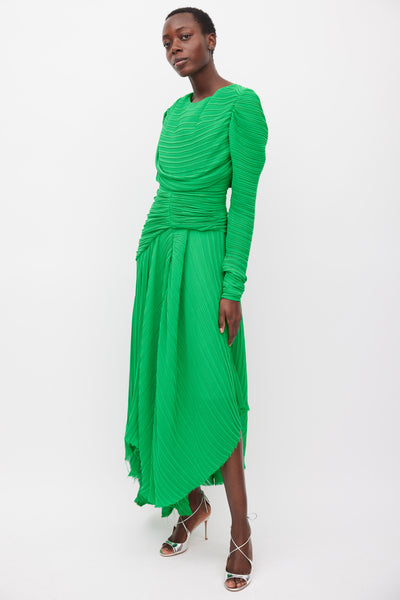 Preen // Green Pleated Ruched Dress – VSP Consignment