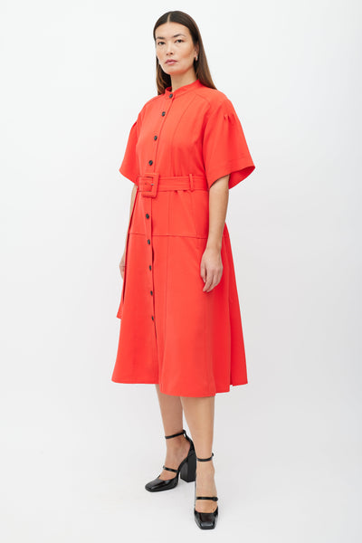 Proenza Schouler // Red Belted Button Up Maxi Dress – VSP Consignment