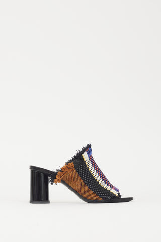 Proenza Schouler Black & Multicolour Woven Fringe Block Heel