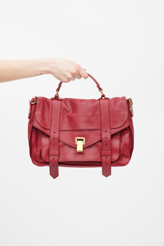 Proenza Schouler Red Leather Medium PS1 Satchel Bag