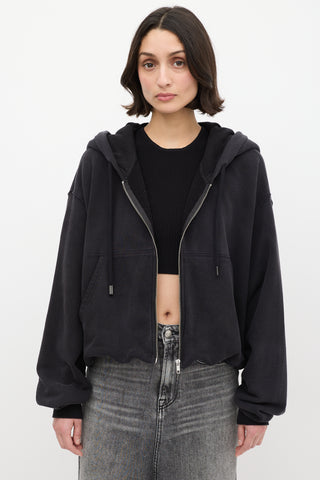 【最終値下げ】S zipup hoodie cropped　パーカー XU パーカー 「Never mind the XU」crop zip up hoodie