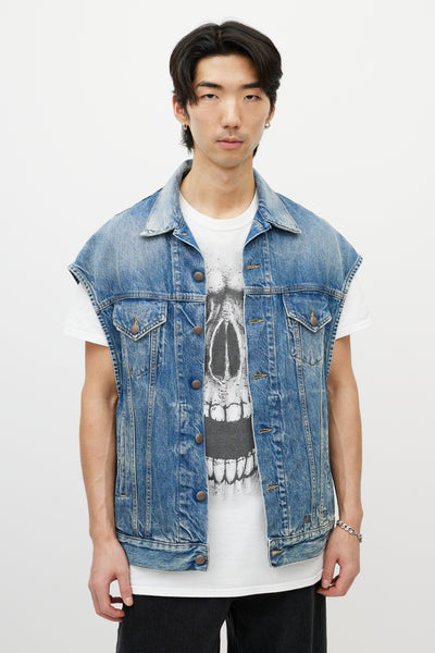 希少 R13 Drop Shoulder Denim Vest R13 // Blue Oversized Denim Vest – VSP Consignment
