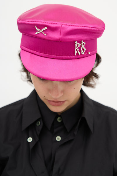 Ruslan Baginskiy // Satin Rhinestone Baker Boy Hat – VSP Consignment - Main Image