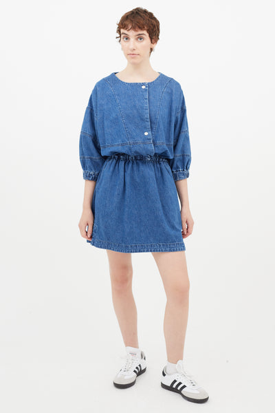 Blue Denim Gathered Dress