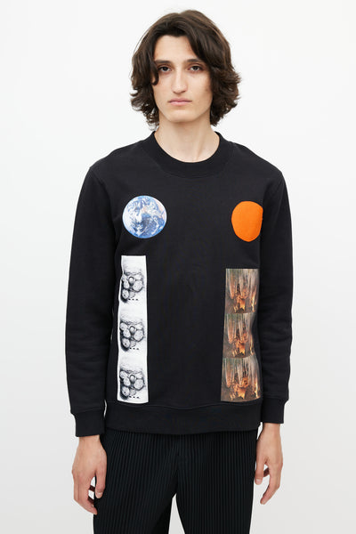 x Sterling Ruby Black & Multicolour Patch Sweatshirt