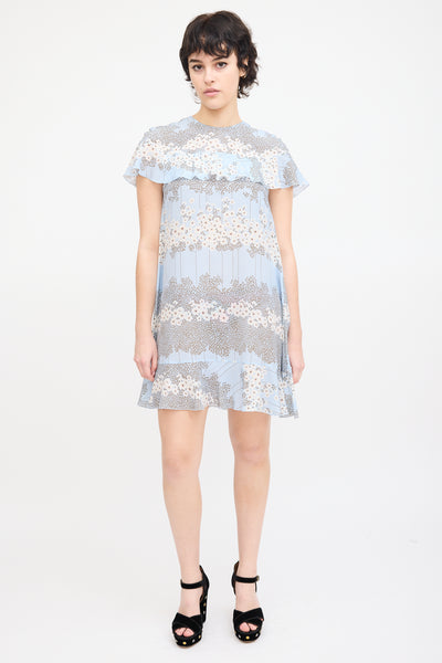 Red Valentino // Light Blue & Multi Silk Floral Flounce Dress – VSP Consignment