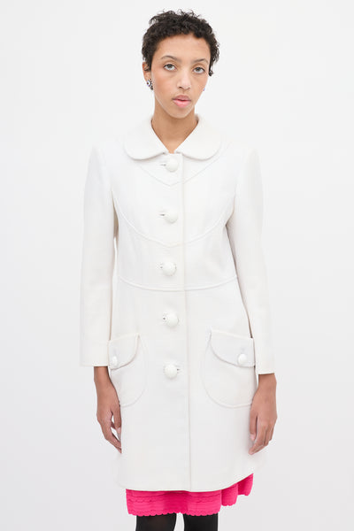Red Valentino // White Woven Cotton Mid Length Coat – VSP Consignment