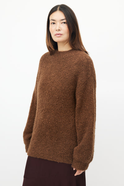 Brown Wool Boucle Knit Sweater