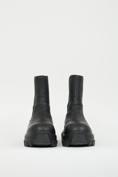 Rick Owens // Black Leather Bozo Tractor Boot – VSP Consignment