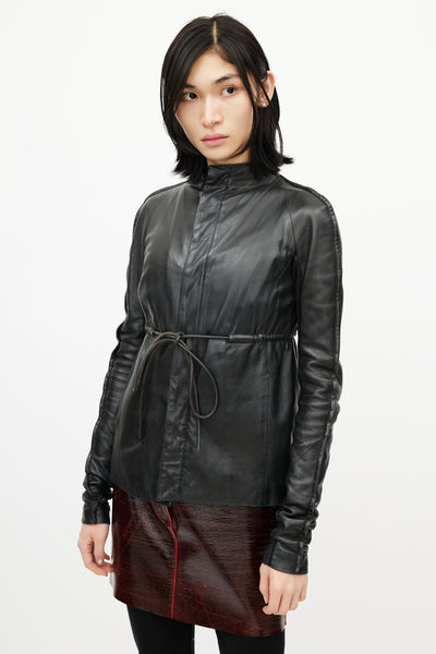 Rick-Owens-Black-Leather-Tie- Rick-Owens-Black-Leather-Tie-