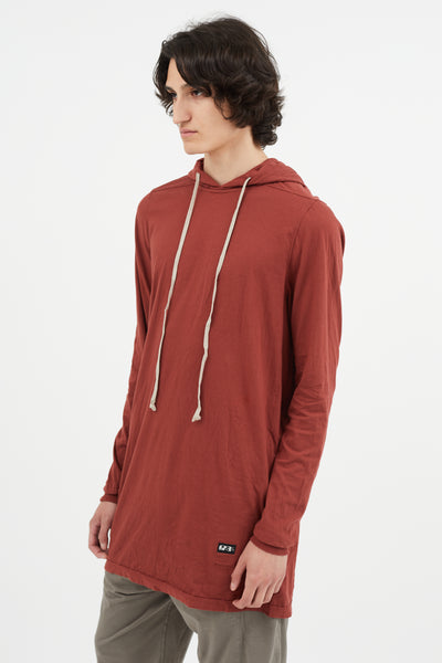 Rick Owens // Red Long Line Hoodie – VSP Consignment