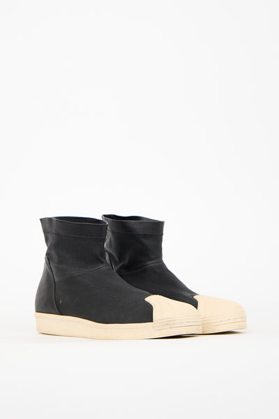Rick Owens // X Adidas Black Leather Superstar Boot – VSP Consignment