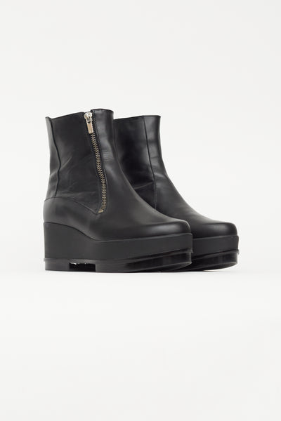 Clergerie // Black Leather Platform Zip Ankle Boot – VSP Consignment