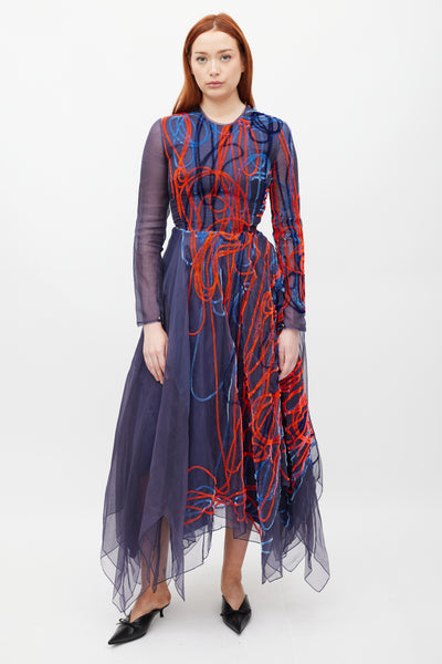 Roksanda // Blue & Multicolour Silk Embroidered Dress – VSP Consignment