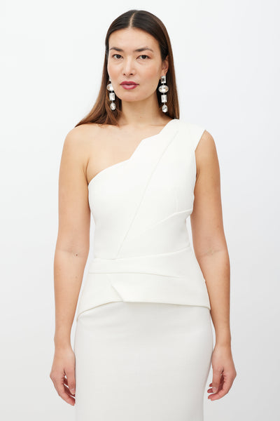 Roland Mouret // Cream Wool One Shoulder Dress – VSP Consignment