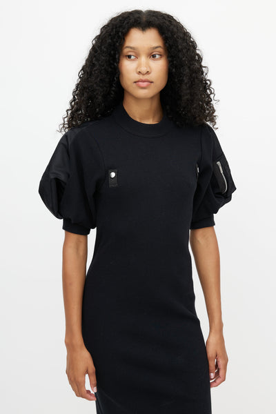 Sacai-Black-Ribbed-Knit-Nylon-