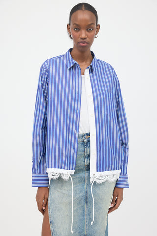 トップス sacai / DRAWSTRING COTTON POPLIN SHIRT Sacai-Striped-Drawstring-Shirt