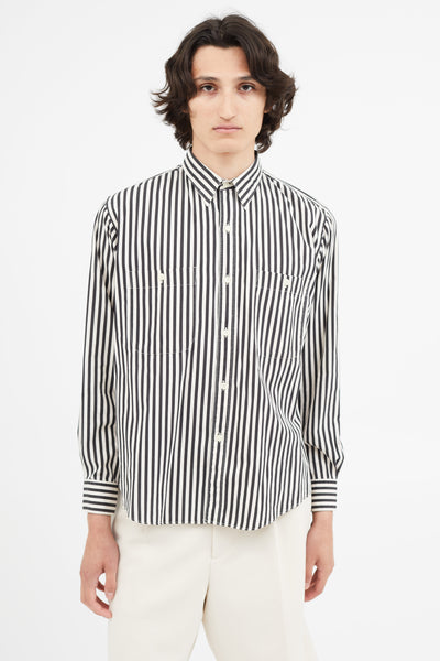 Saint Laurent // s Black & White Stripe Shirt – VSP Consignment